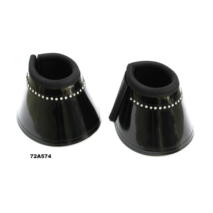 Syntetic leather Neoprene bell boots crystal one row